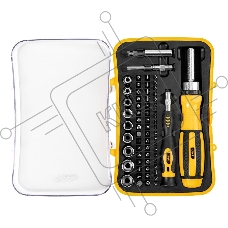 Набор прецизионных отвертокDeli DL3565 65 предметов Материал бит Cr-v. Пластиковый кейс.