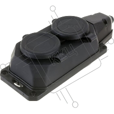 Колодка каучуковая ЭРА с/з 2 гн 16A IP44 черная (12/120/720)