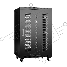 Шкаф серверный напольный Cabeus ND-05C-18U60/80-BK IP20, 18U, 988х600х800 мм (ВхШхГ), дверь: перфорация, боковая панель: сплошная, разборный, чёрный