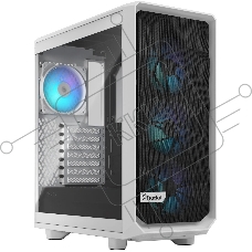 Компьютерный корпус без блока питания Fractal Design Meshify 2 Compact RGB TG Light Tint, Midi-Tower, 4x120mm RGB, 2xUSB-A 3.2 + 1xUSB 3.2 Type-C ATX, mATX, mITX White