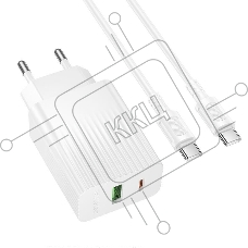 Сетевое зарядное устройство BOROFONE (6941991122804) BAS74Aaa 1USB+1Type-C 3.0A QC3.0 PD20W для Type-C Type-C, белый