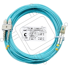 Патч-корд оптический Cabeus Tight Buffer, Duplex LC/SC, OM3 50/125, LSZH, 10м, Ø 3мм, серый хвостовик, бирюзовый