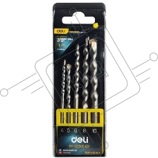 Набор ручного инструмента Deli Набор сверл по бетону (4-10мм, 5 шт) Deli DH-JGZ005-ED1 пластиковый кейс