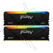 Оперативная память Kingston Fury Beast, DDR4, 32GB (2x16GB), 3200MHz, CL16, с радиатором, RGB, чёрный