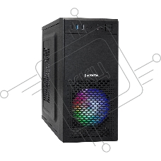Компьютерный корпус Minitower ExeGate mEVO-7803 (mATX, без БП, 2*USB+1*USB3.0, HD аудио, черный, 2 вент. 12см с RGB подсветкой)