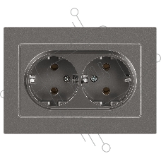 Розетка Intro Accent 6-205-09 двойн. 2X2P+E Schuko 16А-250В IP20 СУ AL/CU титан Б0063500
