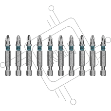 Бита Gross PH2х50 мм, сталь S2, шестигр., отрывн., 10 шт.