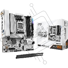 Материнская плата ASRock B850M Pro RS WiFi White, AM5, AMD B850, 4xDDR5, 4xSATA, 3xM.2, 1xPCIe 5.0 x16, 1xPCIe 4.0 x4, 1xHDMI, 1xDP, 1x2.5Gb LAN, Wi-Fi 6E, Bluetooth 5.3, 1xUSB-C 10Gbps, 1xUSB-A 10Gbps, 2xUSB-A 5Gbps, 4xUSB-A 2.0, 3x3.5 мм, 7.1, mATX
