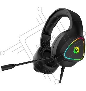 Гарнитура CANYON Shadder GH-6, RGB gaming headset with Microphone, Microphone frequency response: 20HZ~20KHZ, ABS+ PU leather, USB*1*3.5MM jack plug, 2.0M PVC cable, weight: 300g, Black