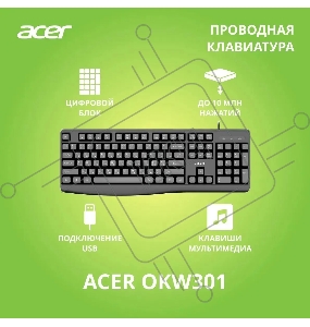 Клавиатура Acer OKW301 черный USB (ZL.KBDCC.01A)