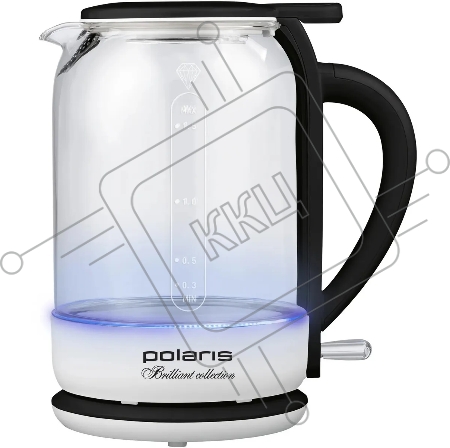 Чайник электрический Polaris PWK 1753CGL 1.7л. 1950Вт белый/черный (корпус: пластик/стекло)