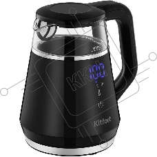 Чайник электрический Kitfort КТ-6696 1 л, 1100 Вт, черный/серебристый корпус: стекло/пластик