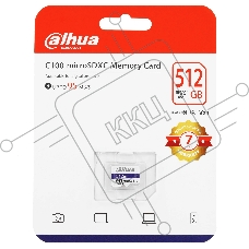 Флеш карта DAHUA 512Gb MicroSD C10/U3/V30 FAT32 Memory card R/W 85MB/s/80MB/s