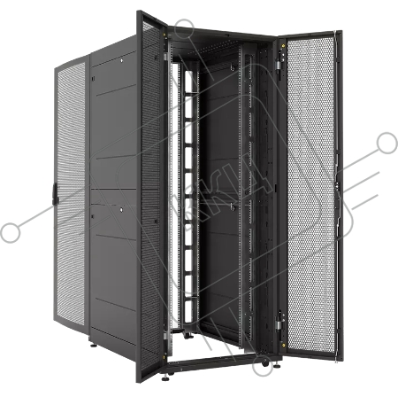 Шкаф серверный ПРОФ напольный 42U (800  1200) двери двойные перф. 2 шт., черный, в сборе
