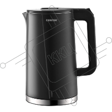 Чайник Centek CT-0005 черный, 1.7л, 2200Вт, бесшовная колба, двойные стенки, эффект термоса