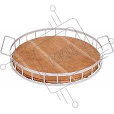 Поднос AGNESS из дерева с металлическими ручками 40x35x7 см бежевый (КОР=8 шт) 917-133