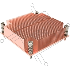 Радиатор для процессора Alseye 1U1C-1700 медь, 125 Вт, 25 мм