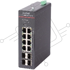 Коммутатор промышленный iFLOW F-SW-IM612HPOE-PM-8G4GO, 8×1 Гбит/с PoE + 4×1 Гбит/с SFP, настраиваемый