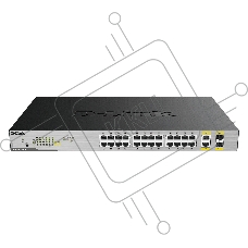 Коммутатор D-Link DGS-1026MP/B2A, 24×1 Гбит/с + 2×1 Гбит/с Combo, неуправляемый