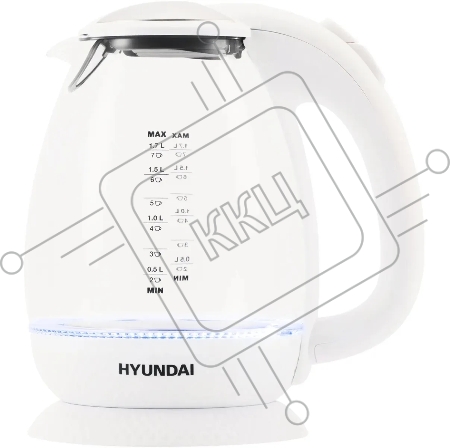 Чайник электрический Hyundai HYK-G3805 1.7л. 2200Вт белый/прозрачный (корпус: стекло)