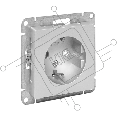 Механизм розетки EKF UP1-SOA-111 16А, с заземлением, со шторками, алюминий Эпика