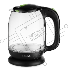 Чайник электрический Kitfort КТ-625-2 1.7л. 2200Вт черный/зеленый (корпус: стекло)