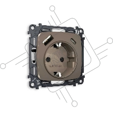Комплект механизма электрической розетки OMEGA Темная бронза матовый 2USB A+C 20W (быстрая зарядка) с/з QUANT (OP6400, VM160) MO640010