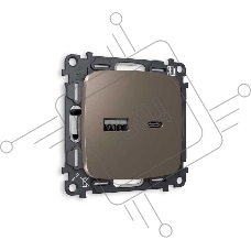Комплект механизма розетки OMEGA Темная бронза матовый 2USB A+C 20W (быстрая зарядка) QUANT (OP6410, VM177) MO641010