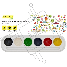 Краски акварельные Silwerhof Eco, медовые, 6 цветов, без кисти, картонная коробка