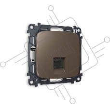 Комплект механизма компьютерной розетки OMEGA Темная бронза матовый RJ-45(8P8C) CAT6 с шторкой QUANT (OP6420, VM188) MO642010