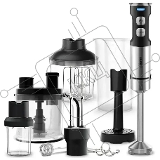 Блендер CENTEK CT-1367 (сталь) 1500Вт, 8в1, блендер/венчик/чоппер/кофе, ДИСПЛЕЙ 650мл стакан 800мл