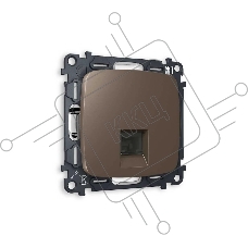 Комплект механизма телефонной розетки OMEGA Темная бронза матовый RJ-11(4P4C) с шторкой QUANT (OP6420, VM190) MO642030