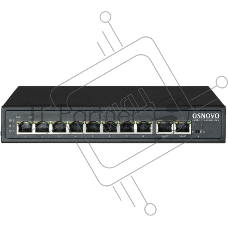 Коммутатор Osnovo SW-21000/A(120W), 10×100 Мбит/с (8×PoE), неуправляемый