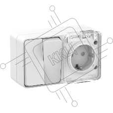 Блок ОП AtlasDesign Profi54 розетка 16А 250В с заземл. защ. шторки + 2-кл. выключатель 10А IP54 бел. SchE