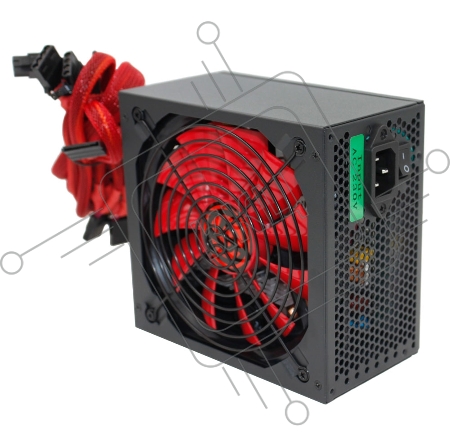 Блок питания Ginzzu PC600 14CM(Red) 80+ black,APFC,24+4p,2 PCI-E(6+2), 5*SATA, 4*IDE,оплетка, кабель питания,цветная коробка