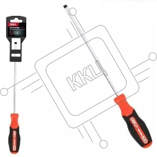 Отвертка шлицевая DELI DL3449 SL6x150мм сталь S2, матовый стержень, двухкомпонентная прорезиненная рукоять