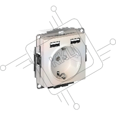 Розетка SE AtlasDesign Жемчуг SO + USB A+A, 5В/2,4А, 2х5В/1,2А, механизм