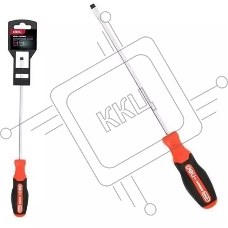 Отвертка шлицевая DELI DL3450 SL6x200мм сталь S2, матовый стержень, двухкомпонентная прорезиненная рукоять
