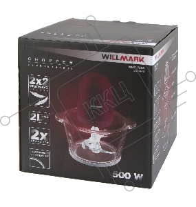 Измельчитель WILLMARK WMC-7088 (500Вт., стекл. чаша 2л., двойн. лезвия., рез. основание) пурпурный