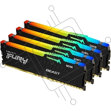 Оперативная память Kingston Fury Beast, DDR5, 128GB (4x32 GB), 5200 MHz, CL40, с радиатором, RGB, чёрный