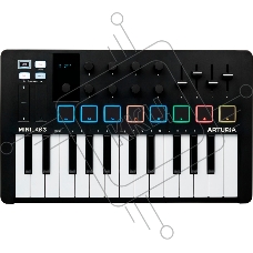Клавиатура MIDI [231502] Arturia [MiniLAB 3 Black Edition] 25 клавиш, 8 энкодеров, 8 RGB пэдов, 8 фейдеров, дисплей, сенсорные регуляторы Pitch/Modulation, MIDI-выход, 1/4