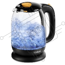 Чайник электрический Kitfort КТ-625-4 1.7л. 2200Вт черный/желтый (корпус: стекло)