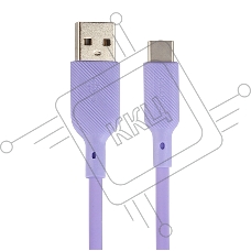 Кабель QUMO 32961 USB-A на Type-C, силиконовый, 1м, 3A, 18W (фиолетовый)