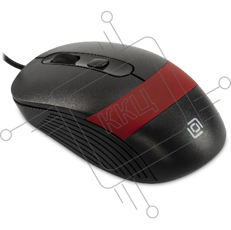 Мышь Оклик 310M черный/красный оптическая (2400dpi) USB для ноутбука (3but)