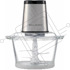 Измельчитель Willmark WMC-7288SS (550Вт., стекл. чаша 2л., рез. основ, корпус нержав. сталь, чёрный)