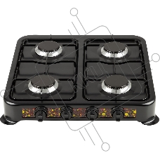 Плита настольная газовая Energy EN-004B чёрный, 6,4 кВт, газовая горелка, конфорки - 4, эмалированная сталь, поворотные переключатели