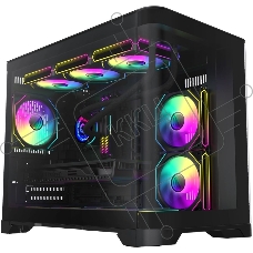 Компьютерный корпус GameMax HYPE-M, без БП, (ATX, USB3.0,Зак.стекло,3*120мм ARGB вент+конт., пыл.фильтр), черный