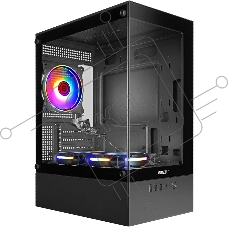 Компьютерный корпус Ginzzu CL475 mATX FAN 3*12LC4 передняя панель Стекло