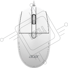 Мышь проводная Acer OMW401 белый, 2000 dpi, USB, кнопки - 4