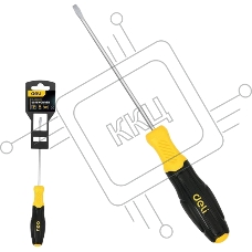 Отвертка шлицевая Deli DL6351001N 5х100мм сталь Cr-V, двухкомпонентная прорезиненная рукоять